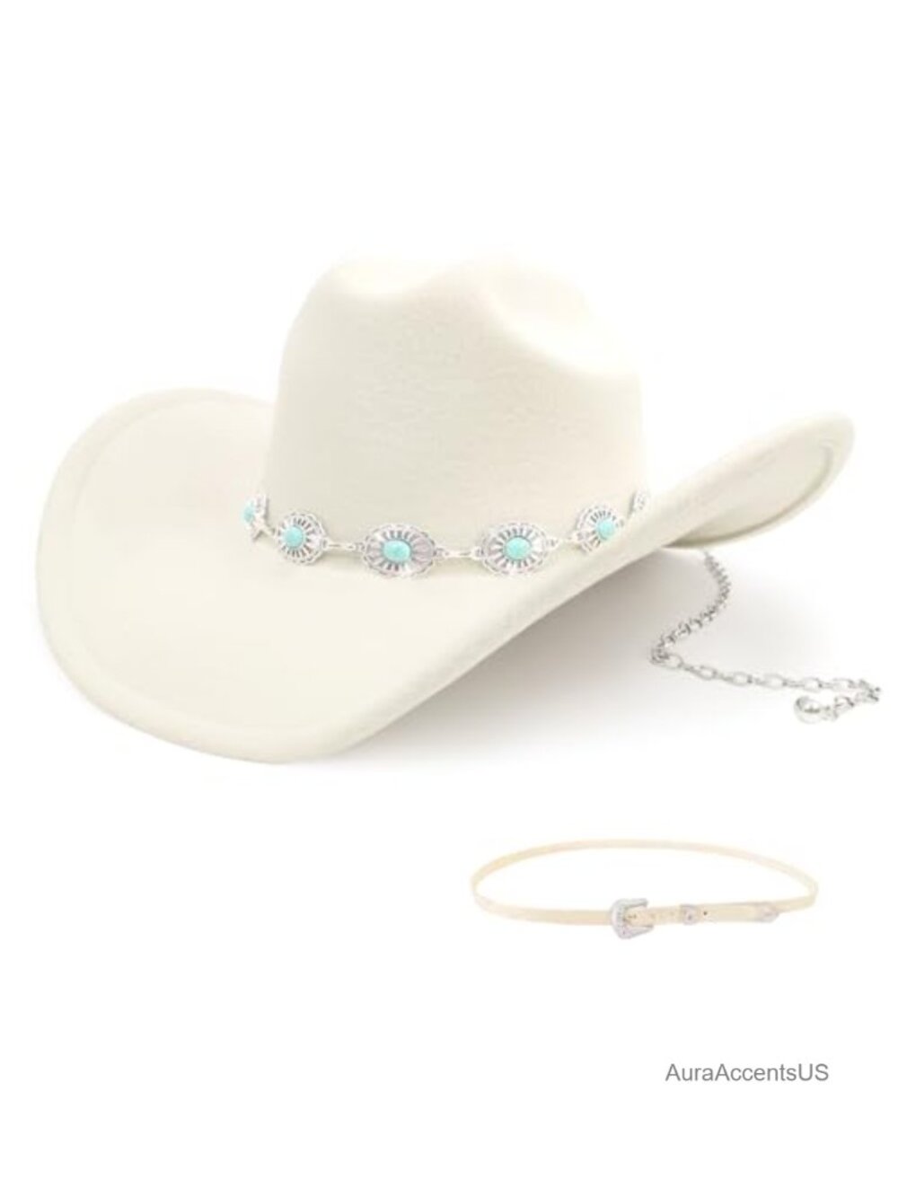Western Cowboy Hat Felt Cowgirl Hat with Two Decorative Bands Wide Brim